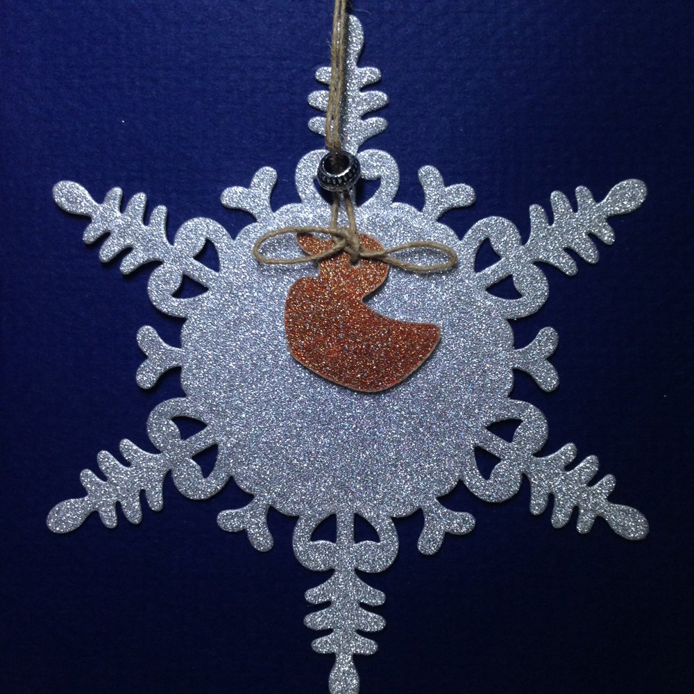 Luxury Handmade Christmas Card - Decorated With Glittering Die Cut Snowflakes & Bells