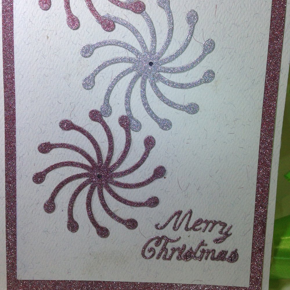 Handmade Christmas Card - Decorated With Glittering Die Cut Snowflakes