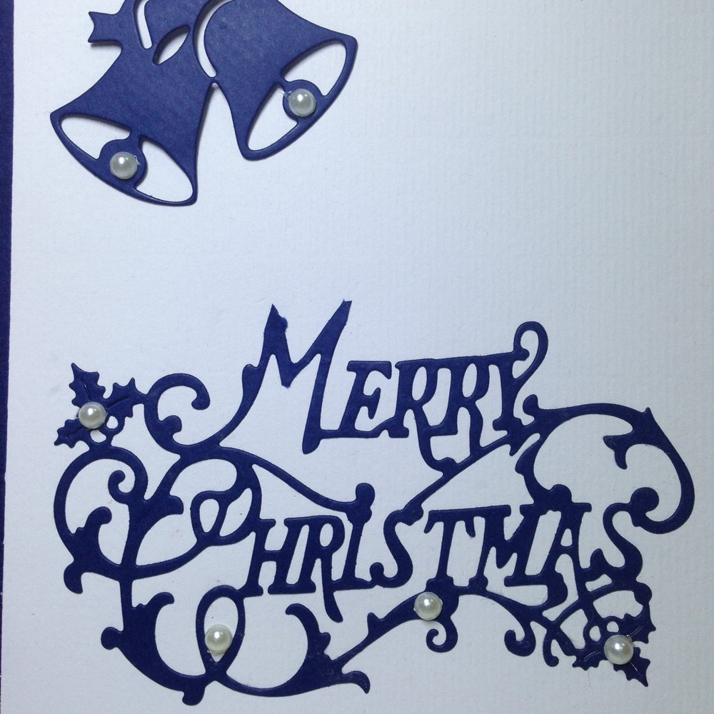 Handmade Christmas Card - Decorated With Bells & Beads