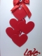 Handmade Valentine Day Card - Decorated With Glittering Die Cut Hearts & Glossy Red Ribbon