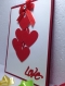 Handmade Valentine Day Card - Decorated With Glittering Die Cut Hearts & Glossy Red Ribbon