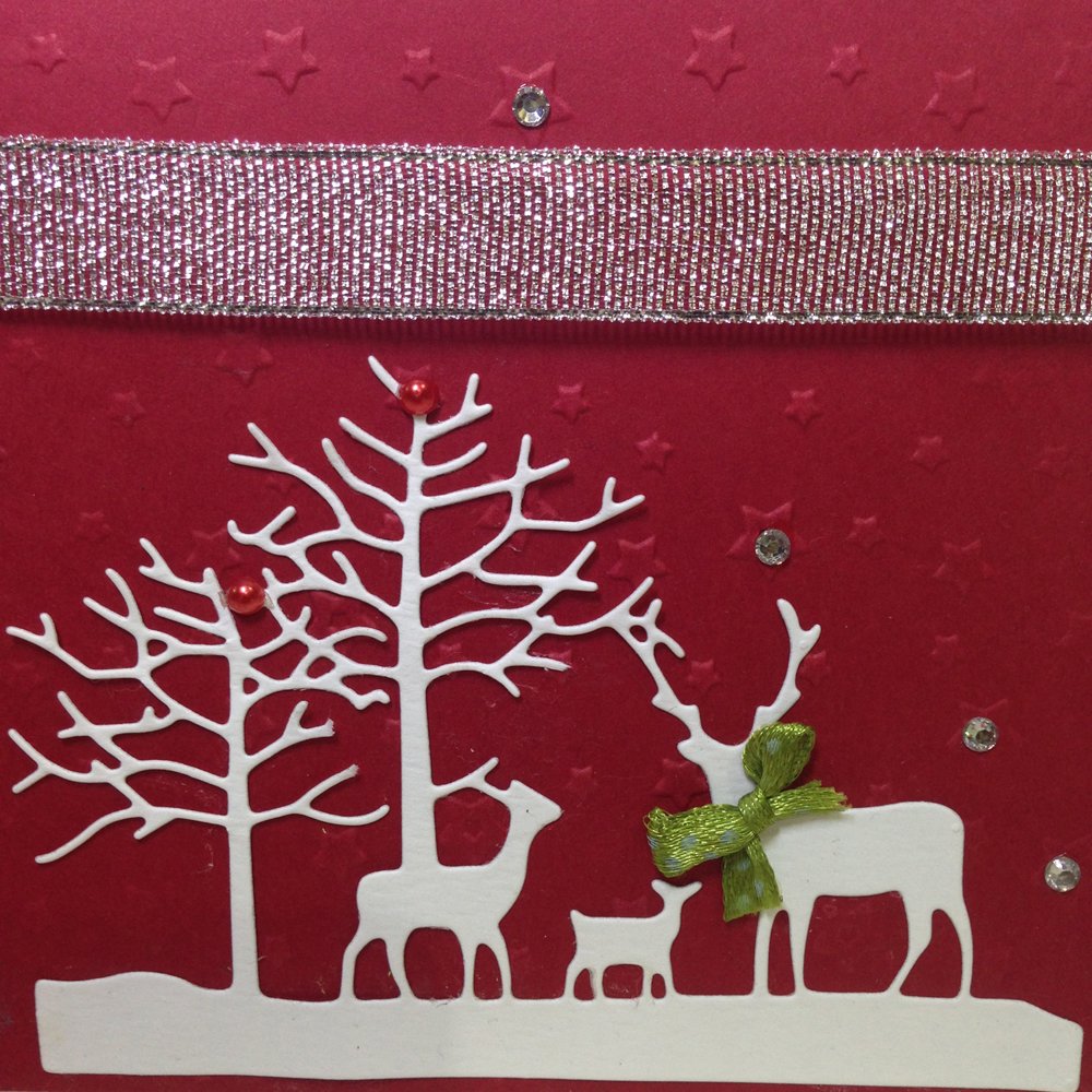 Luxury Handmade Christmas Card - Decorated With Die Cut Reindeer