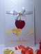Handmade Valentine Day Card - Decorated With Beautiful Die Cut Hearts, Glossy White Ribbon & Beads