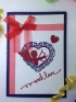Luxury Handmade Valentine Day Card - WITH LOVE - Crafted With Beautiful Die Cut Cupid, Heart & Glossy Red Ribbon