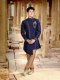 Elegant Navy Blue Indo Western Sherwani For Wedding