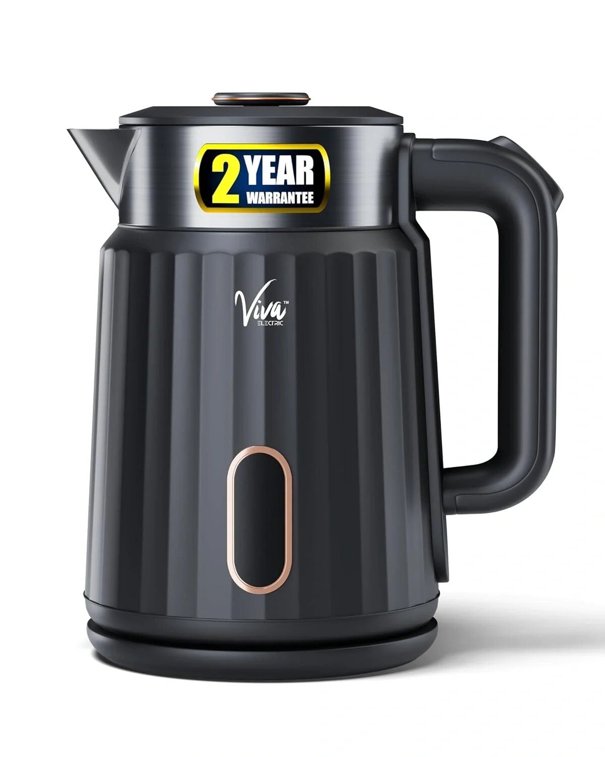 FEDUS Aqua Viva Electric Kettle, 1.8 Litres hot water kettle Jug, 1500W Stainless Steel Body, Power Indicator, Automatic Cut-off used for boiling Water, making tea and coffee, instant noodles, soup, etc. (Black)