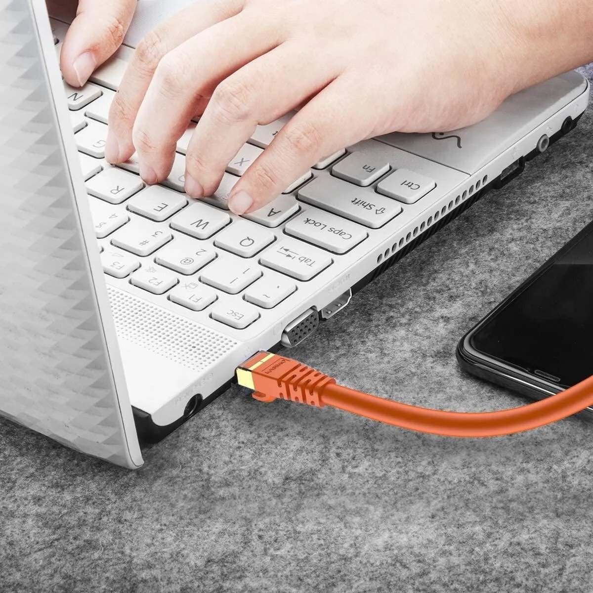 FEDUS Cat6 Ethernet Cable, High Speed 550Mhz 10 Gigabit Speed Utp Lan Cable, Network Cable Internet Cable Rj45 Cable Lan Wire, 6 Wires For Laptop, Pc, Television, Router, Modem-Orange Colour